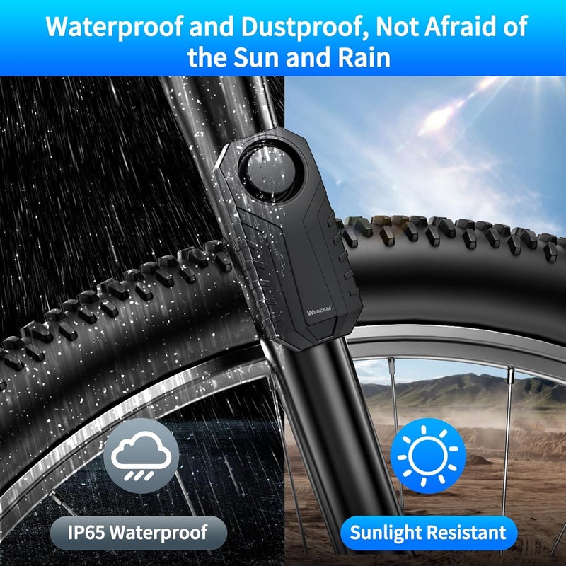 wsdcam Bike Alarm with Remote 2 Pack, 113dB Loud Anti Theft Vibration Sensor Alarm Systems for Electric Bike Motorcycle Golf Car Trailer Mailbox Garage Door Waterproof Home Security Bike Accessories - Image 4